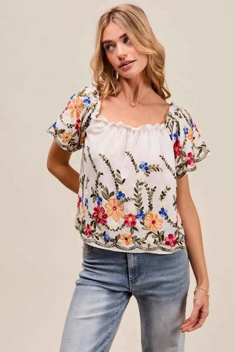 SO ME Floral Embroidered Two Way Off The Shoulder Blouse 59fb170460584fbf8459658621e5d5f7-Max-Origin