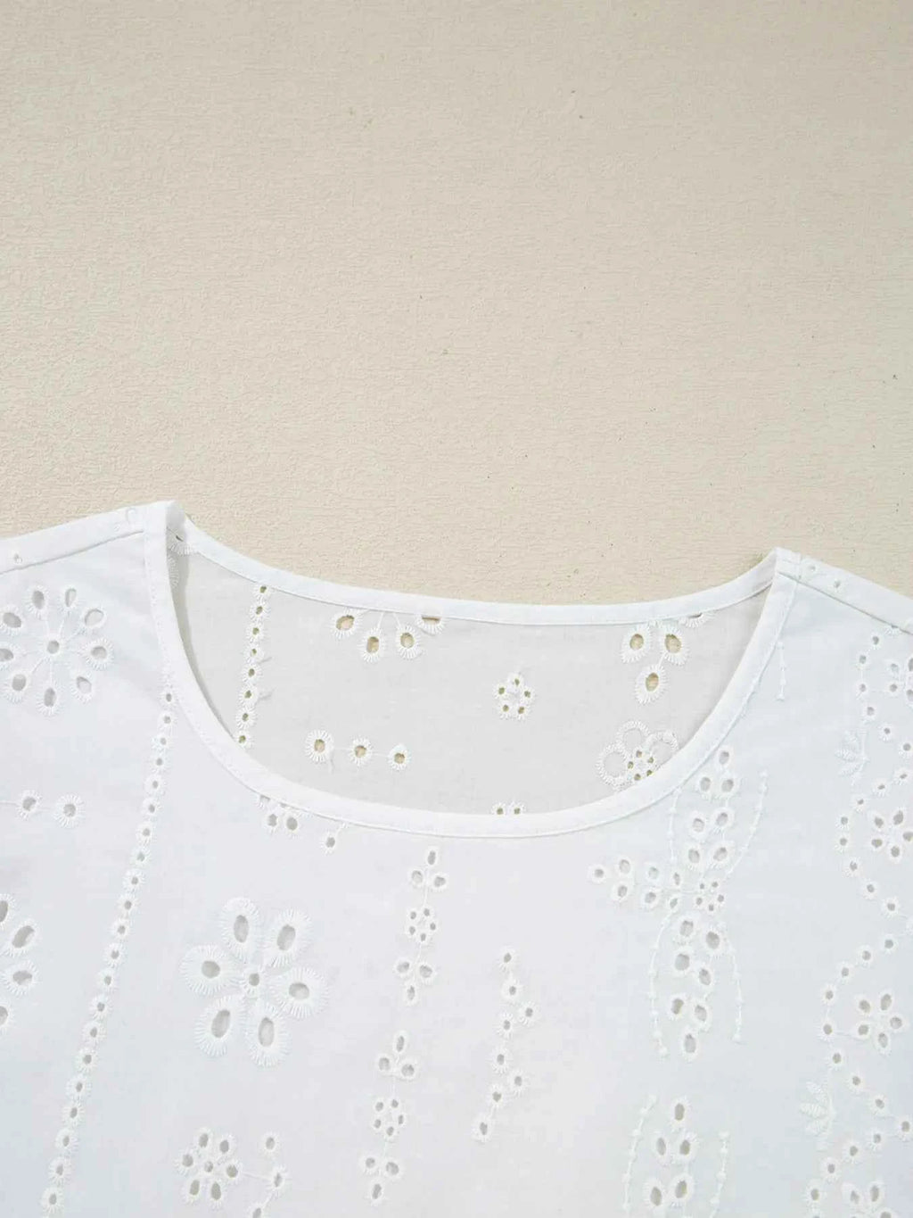 Eyelet Long Sleeve Blouse with Elastic Cuffs 5a02e054-5059-481f-8ef4-88e47df997bc-Max-Origin
