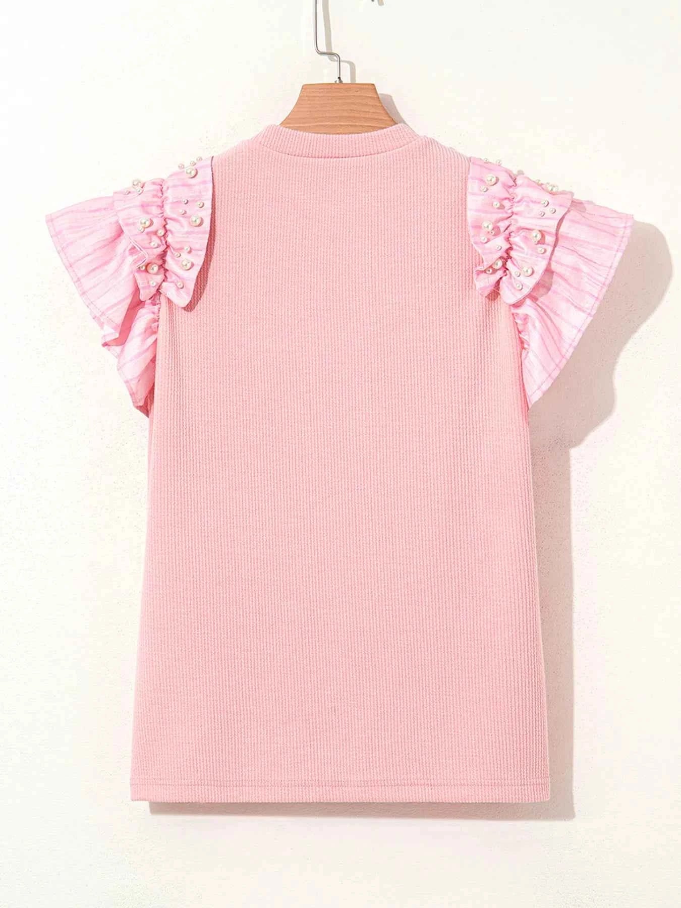 Pearl Embellished Ruffle Sleeve Blouse 5a0c2e499c754f09805b36d9ad02427d-Max-Origin