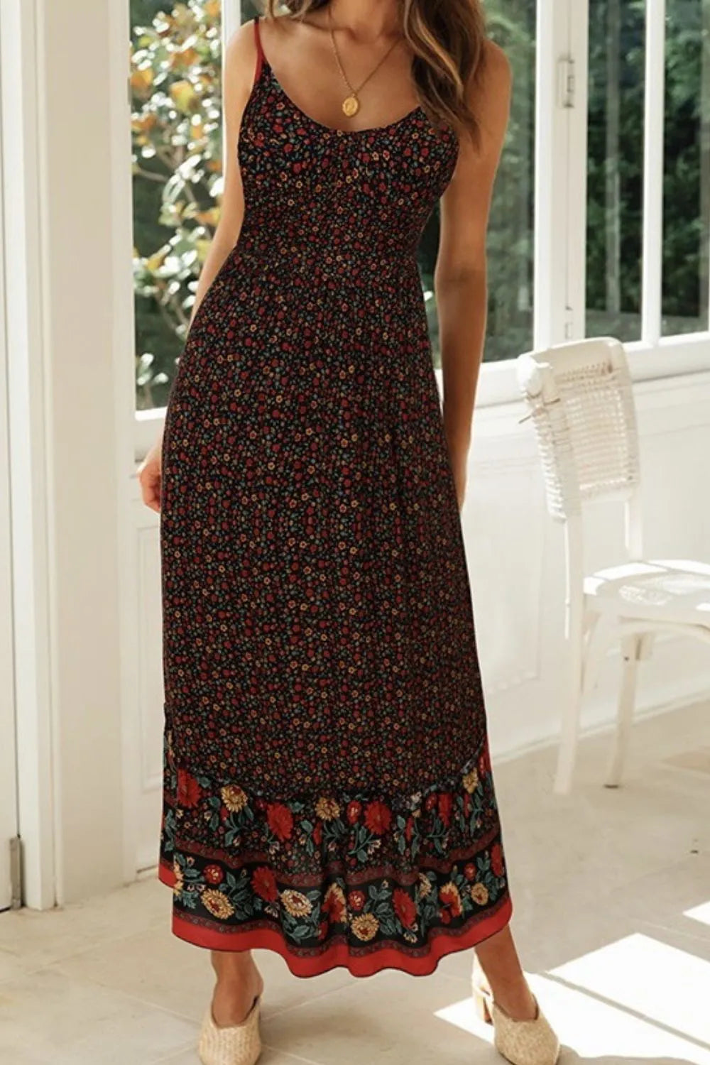 Printed Maxi Cami Dress Black 5a26422d-0744-48b1-9a38-7c1238b7a6b6-Max-Origin