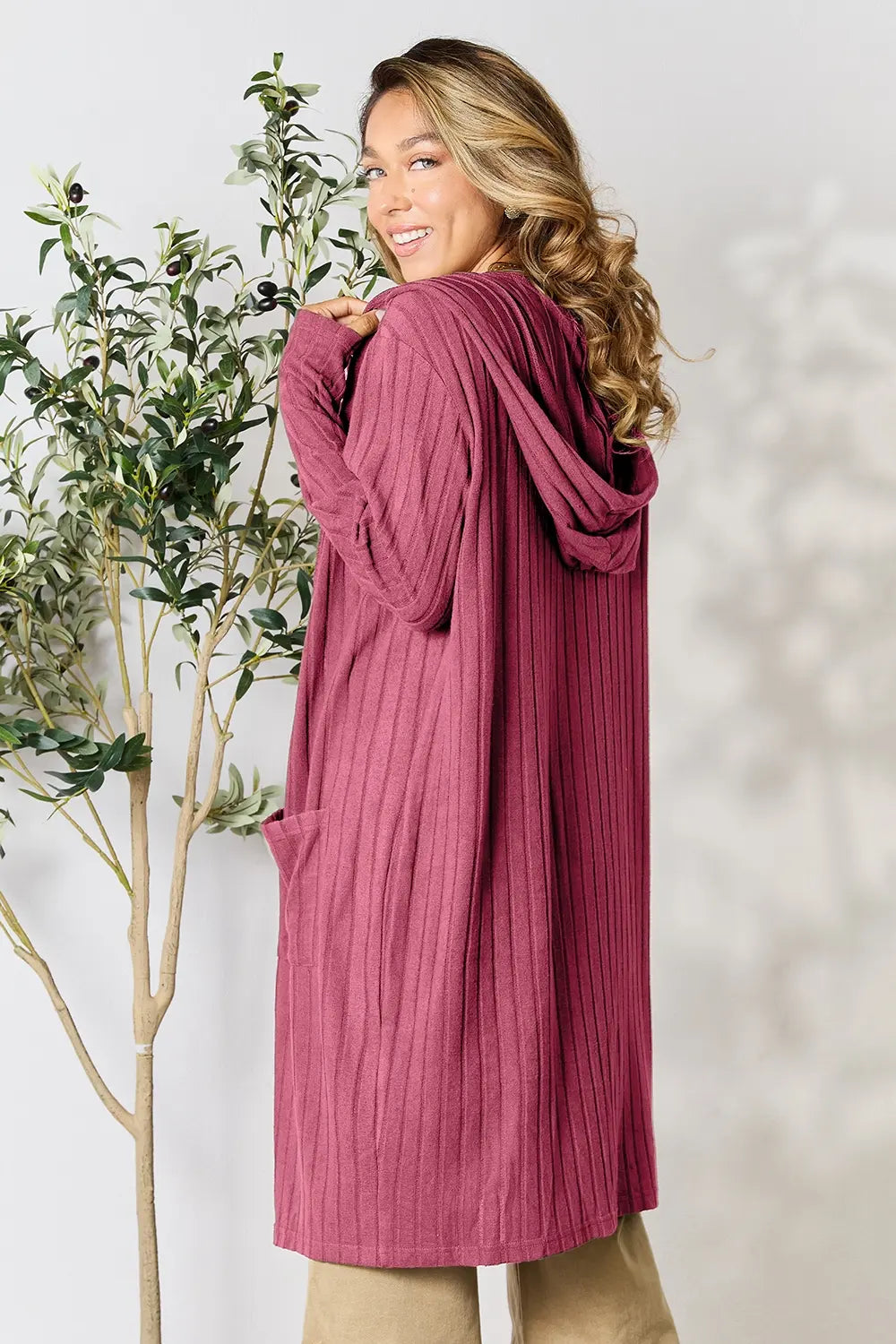Basic Bae Full Size Hooded Sweater Cardigan 5a45468f09554fc8be927ae4e6212b1c-Max