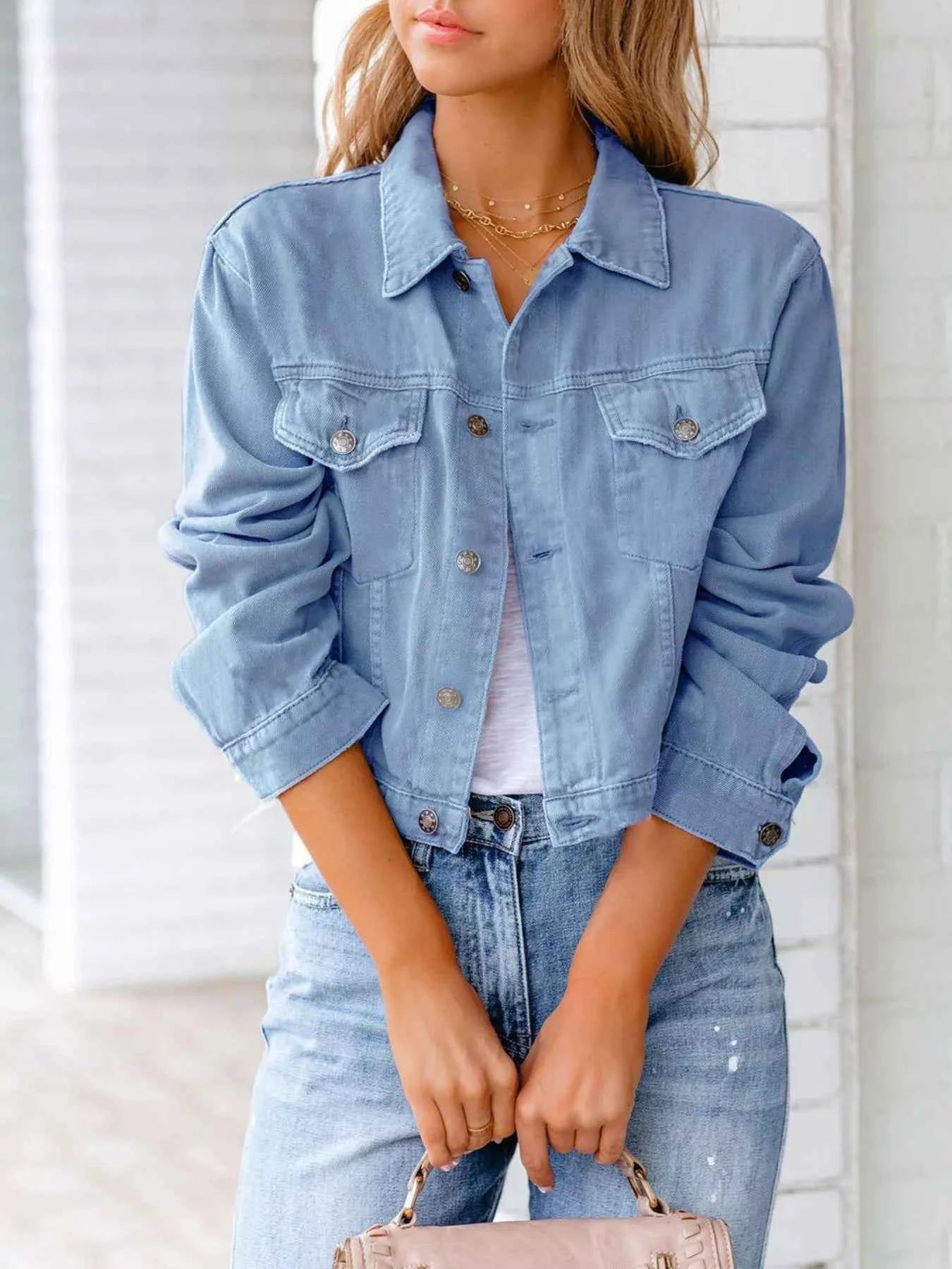 Button Up Long Sleeve Denim Jacket Light Blue 5a58136c-80ba-45ad-9fd8-2558f713dd22-Max-Origin