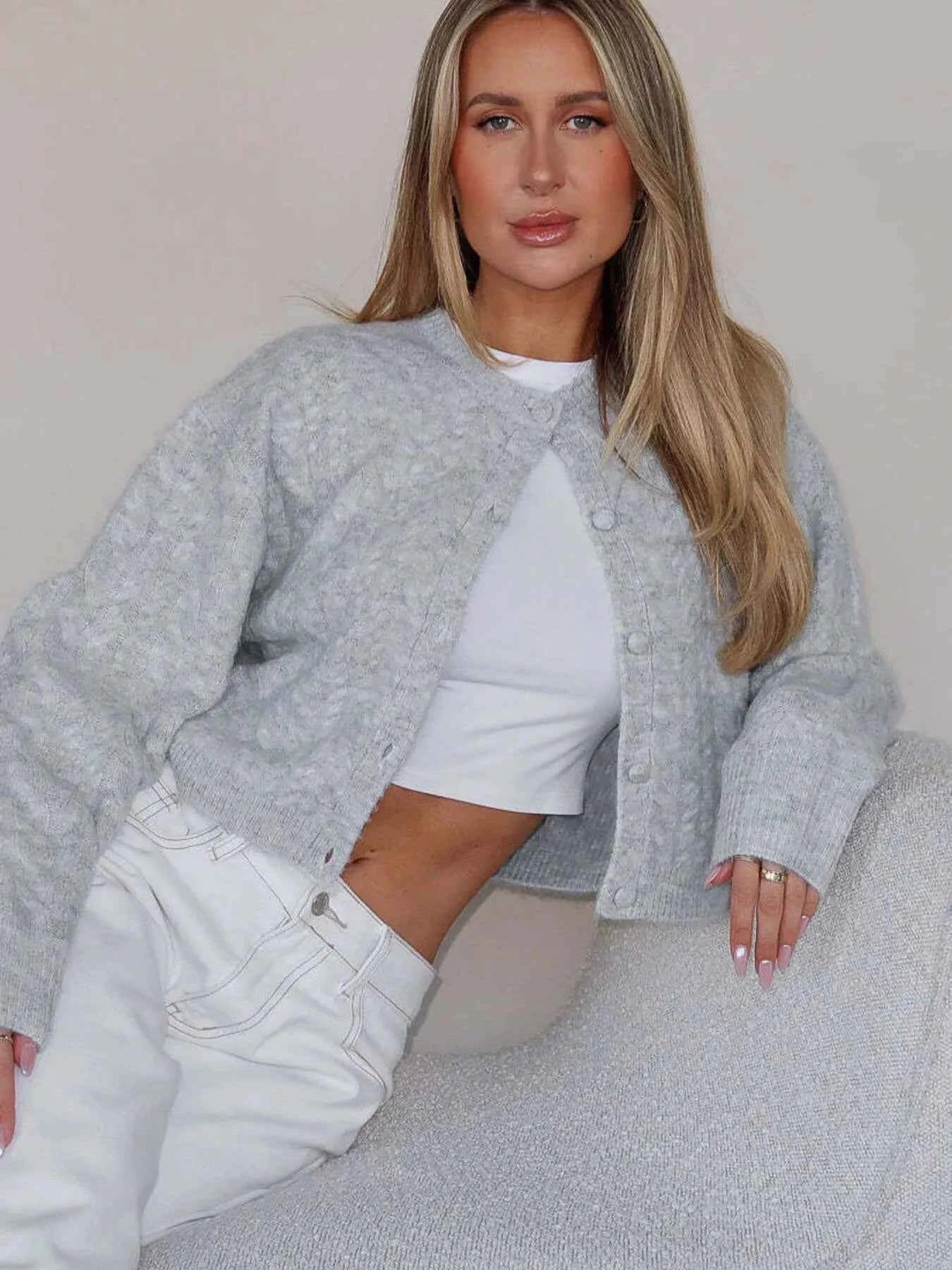 Cable Knit Button-Up Cardigan 5a6117c542894408a5fad9c0dfd94db5-Max-Origin