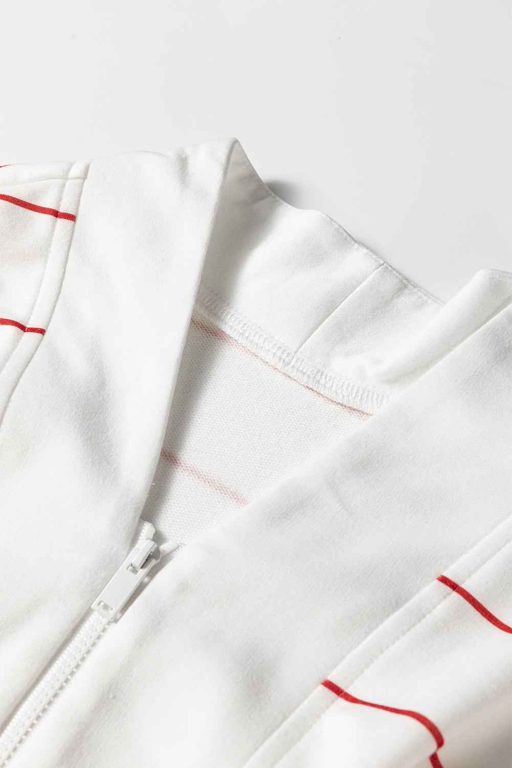 Fiery Red Striped Zipper V-Neck Drop Sleeve Top 5a77f8b538a0e09f