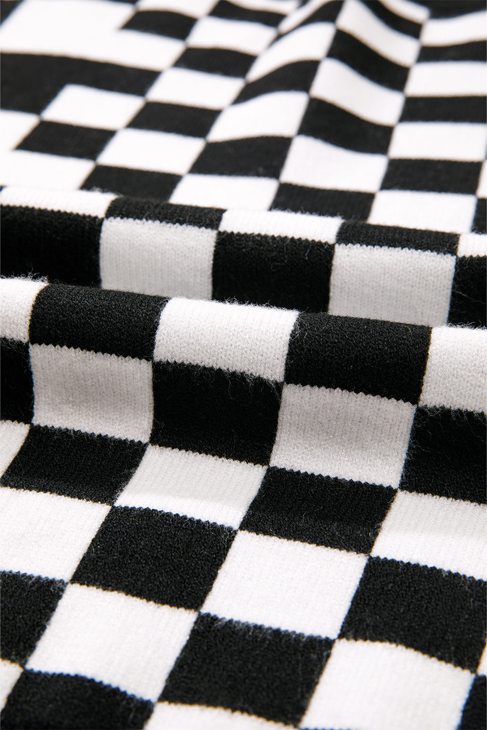 Black Checkered Drop Shoulder Round Neck Sweater 5a9b940201757a00