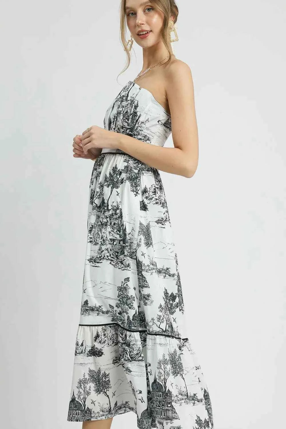 Umgee Printed Tiered Tube Midi Dress 5aa2db6e-4fc7-444d-b86b-2cc250864a73-Max-Origin