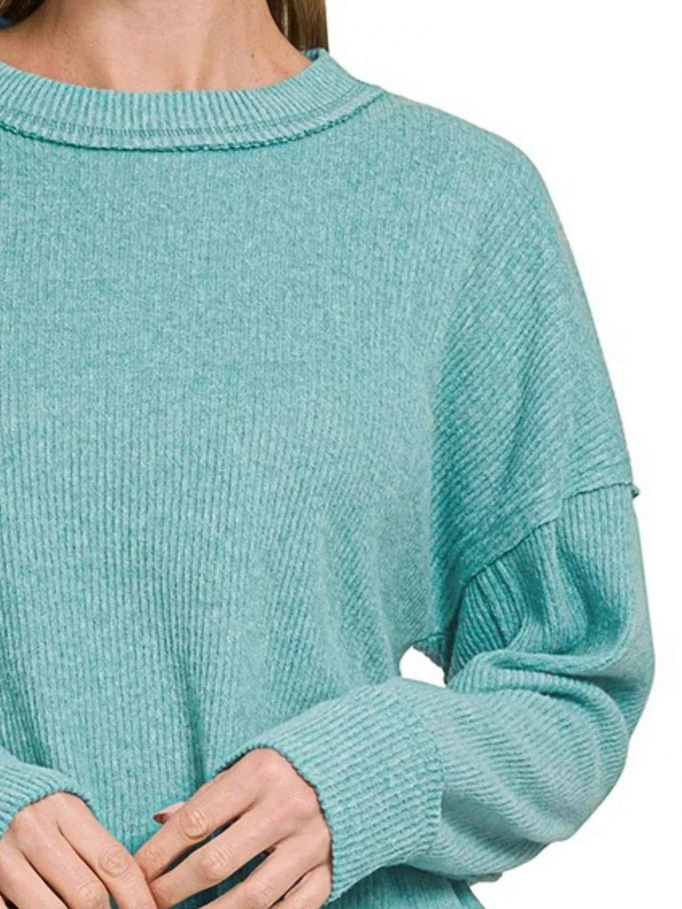 Zenana Brushed Ribbed Hacci Drop Shoulder Sweater 5aa843d2-5851-405d-83c6-c608da545d3b-Max-Origin