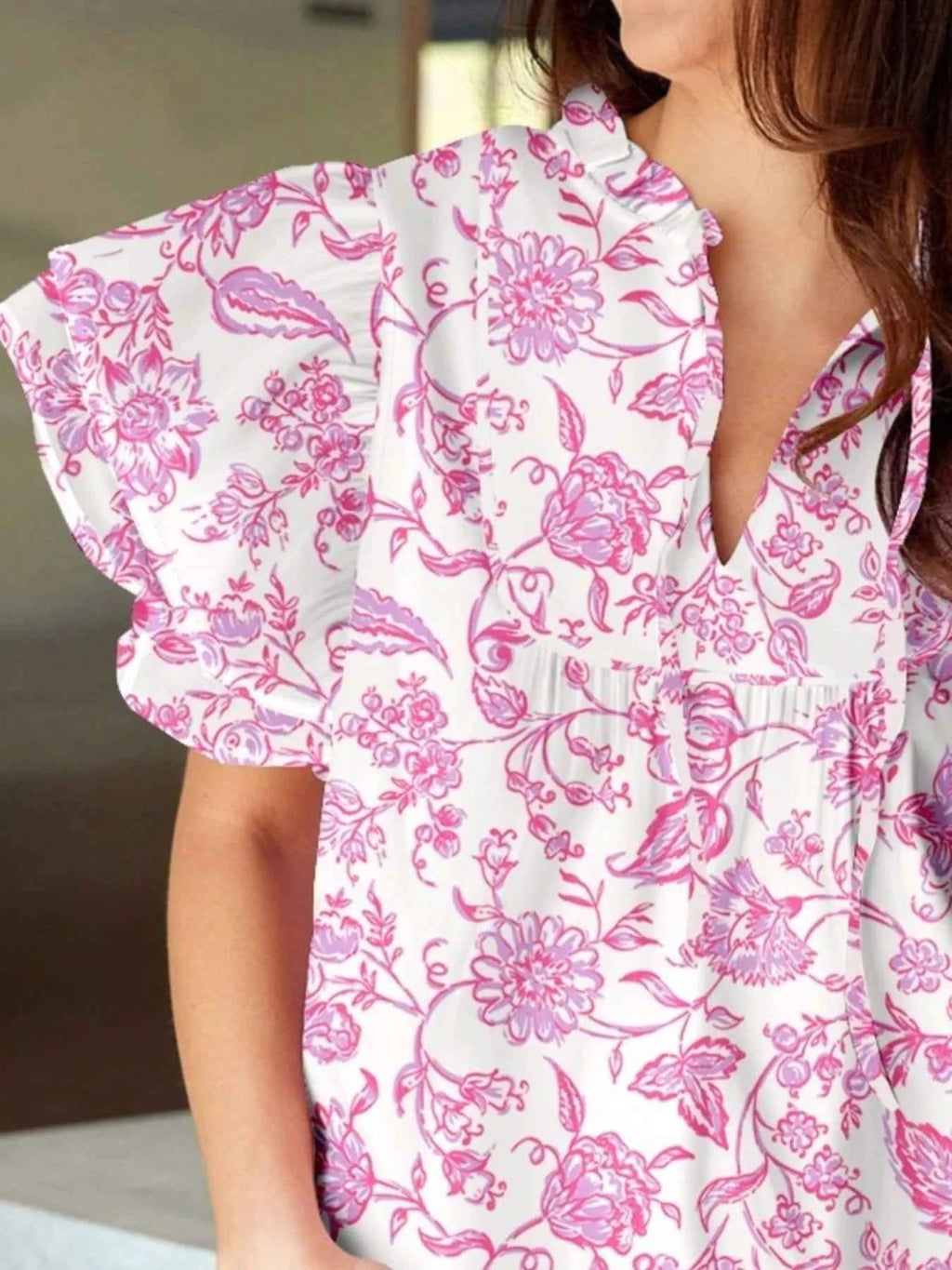 Floral Butterfly Sleeve Blouse 5acef450-e90e-48da-87f4-d53ecb09871f-Max-Origin