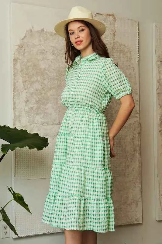 Davi & Dani Checkered Puff Sleeve Tiered Shirt Dress 5adf28483d4f458fba06598aeae1b501-Max-Origin