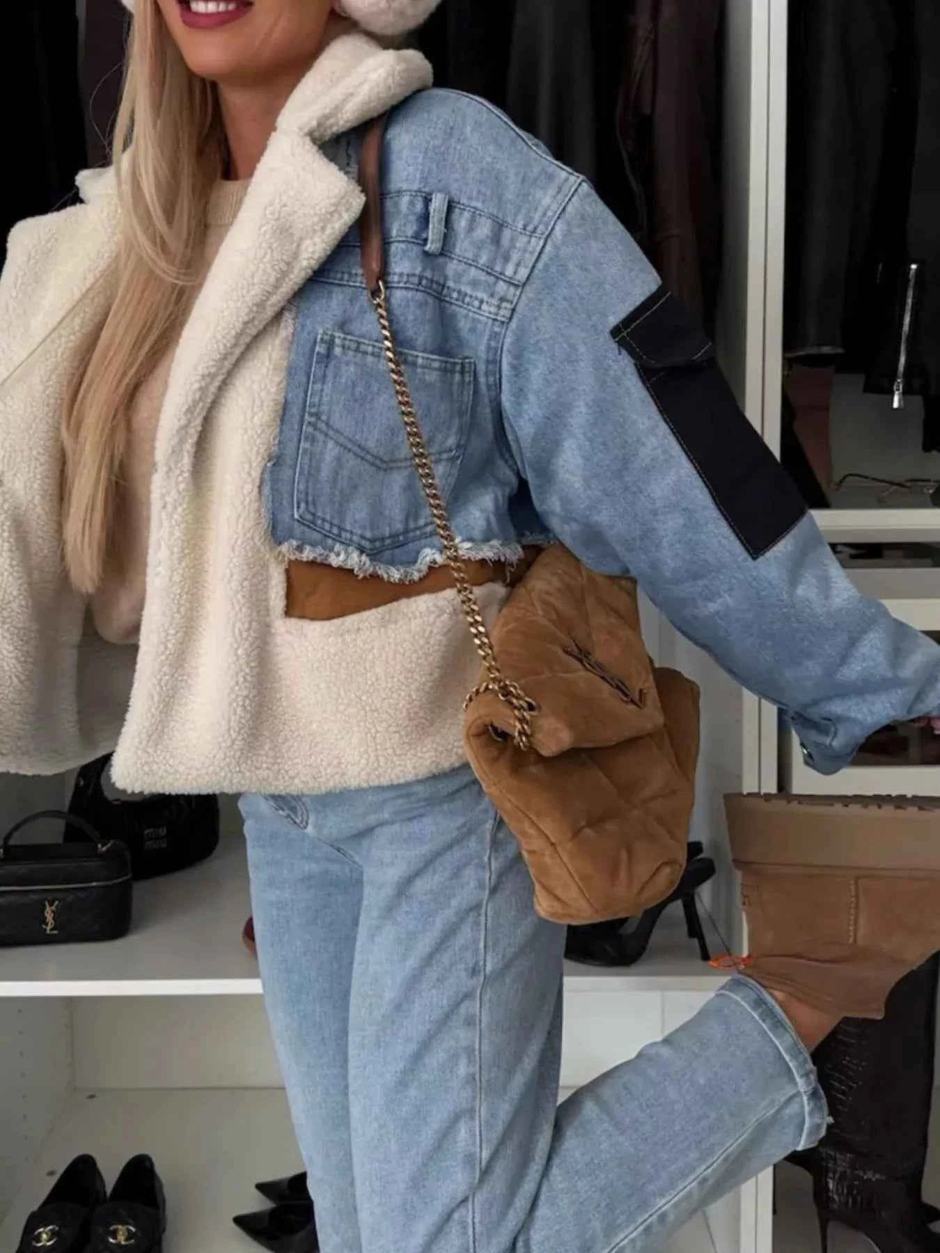 Raw Hem Sherpa Lined Denim Jacket 5afcbb6b-6050-479b-8af8-397fad32dcee-Max-Origin