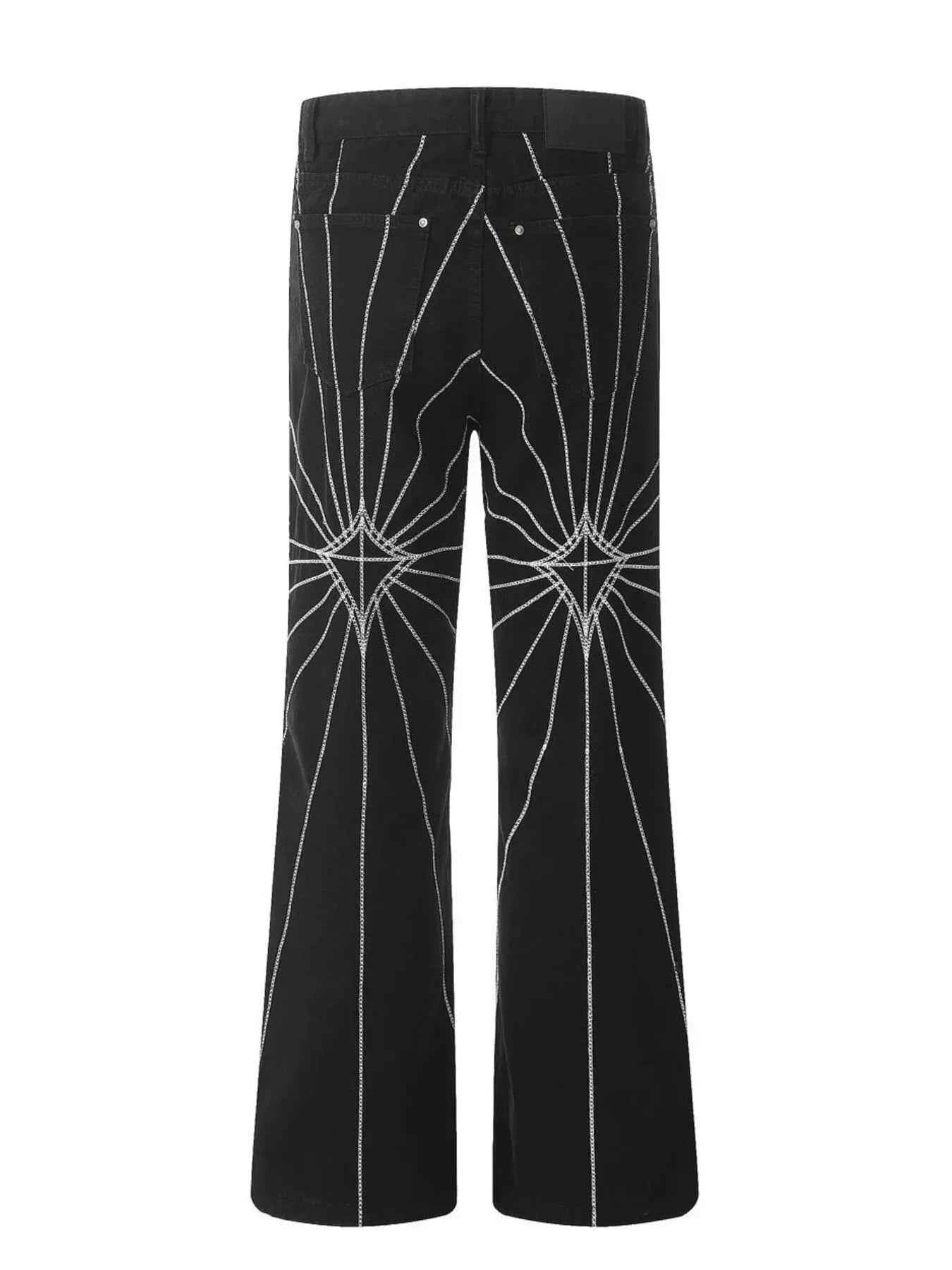 Men's Spider Web Embroidered Flared Jeans 5afd6e8965684f6ca987b3e0d657c0dc-Max-Origin