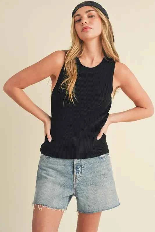 Aemi + Co Ribbed Round Neck Knit Tank 5afea29f-22f6-4843-be16-91e4f0a96e84-Max