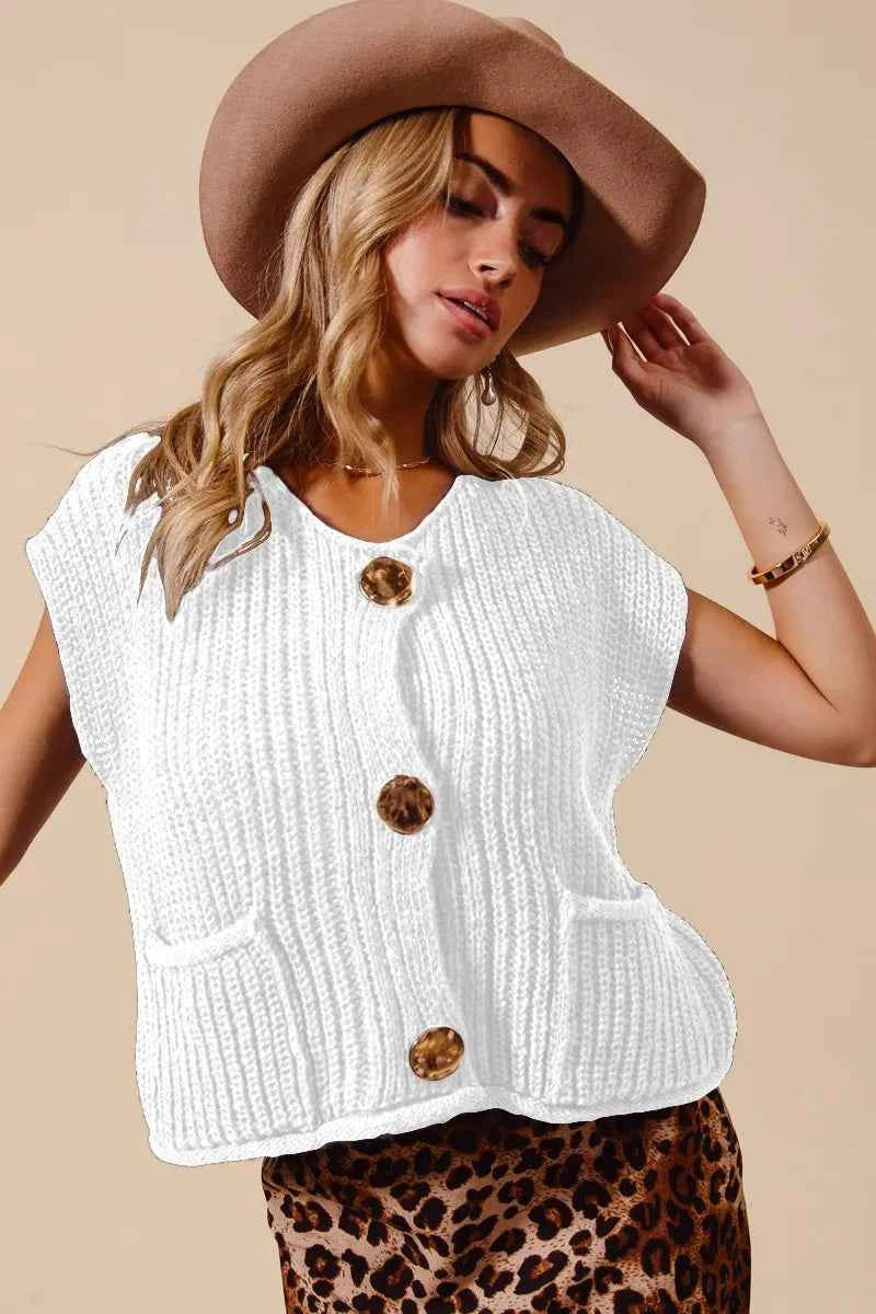 SO ME Big Metal Button Front Sweater Vest OFF WHITE 5b16df2d1d514608a0396b07925afdbd-Max-Origin