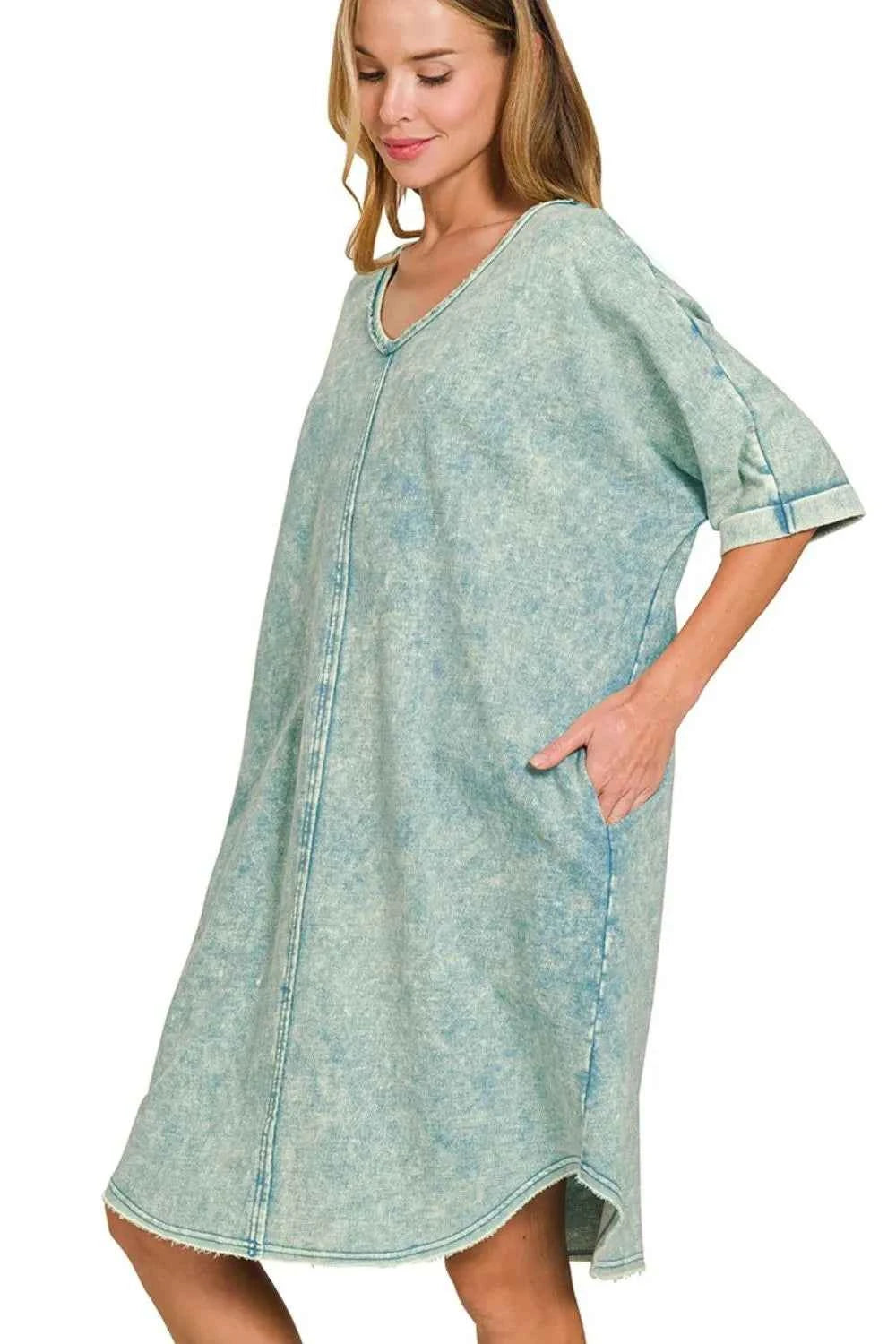 Zenana Acid-washed French Terry Tee Shirts Dress 5b3fb72a-593e-45f4-9011-a6810beacf1e-Max-Origin