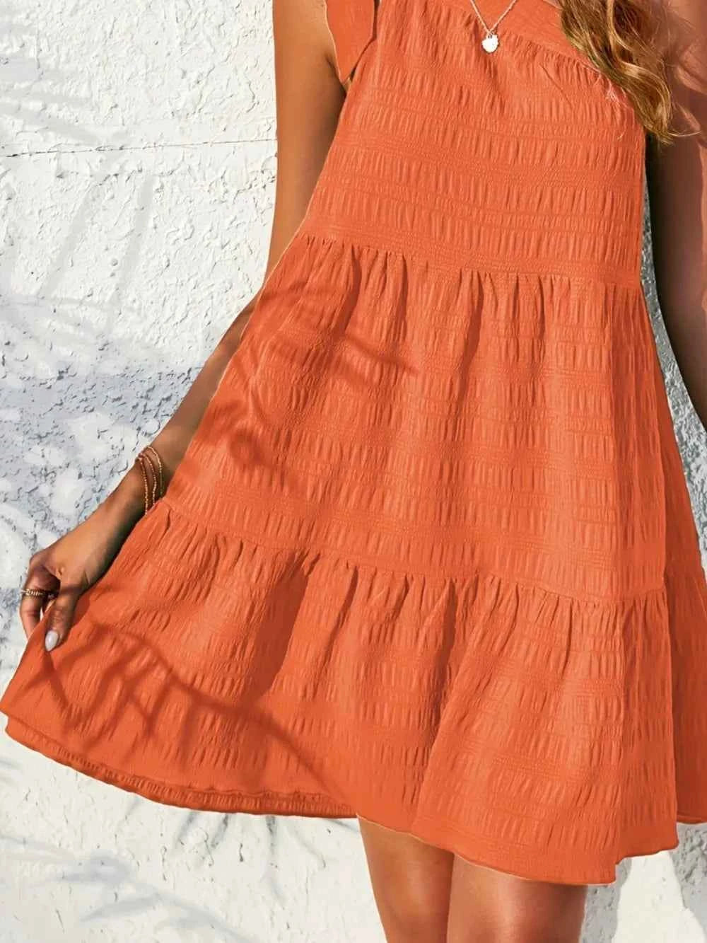 Textured Tied Single Shoulder Mini Dress 5bad6db8-fbbc-424f-b852-e654cb84545f-Max