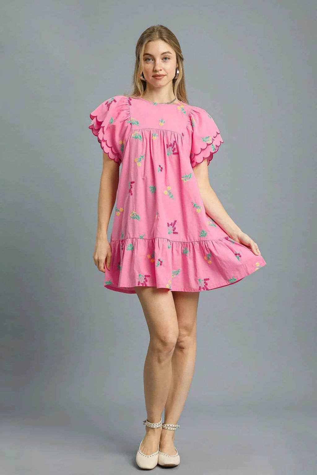 Umgee Floral Embroidered Short Sleeve Mini Dress Pink 5bd0fcb1-d14a-4a94-9217-25c58ec00c5e-Max-Origin