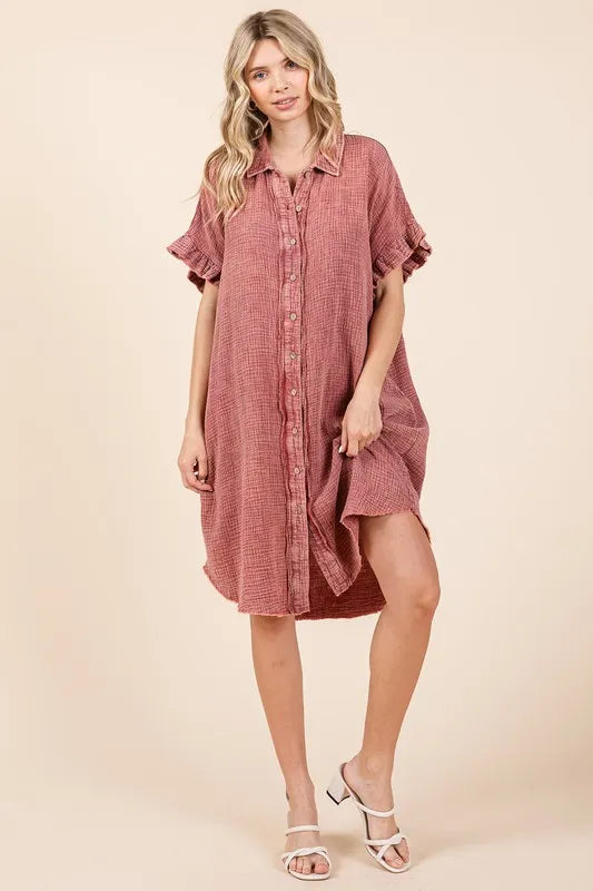 Mittoshop Mineral Wash Cotton Gauze Mini Shirt Dress 5bdd970f-c59a-46ac-8bcf-3da5bfe5cb98-Max