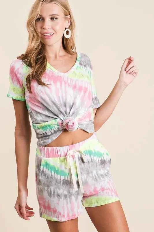 BiBi Tie Dye Print Shorts With Twill Tape Drawstring 5c236d4c132e4886b05942289a801a23-Max-Origin