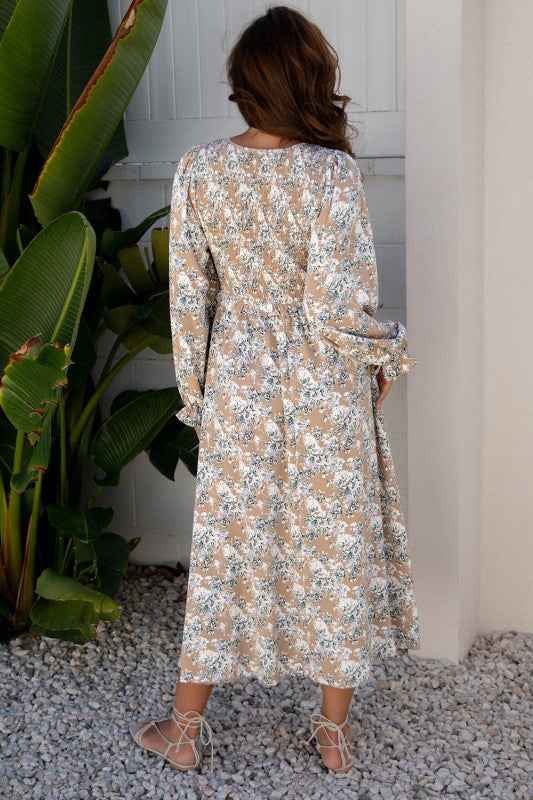 Floral Smocked Puff Sleeve Maxi Dress 5c2920a0-c1c0-43c4-980b-417e19b1fc9d