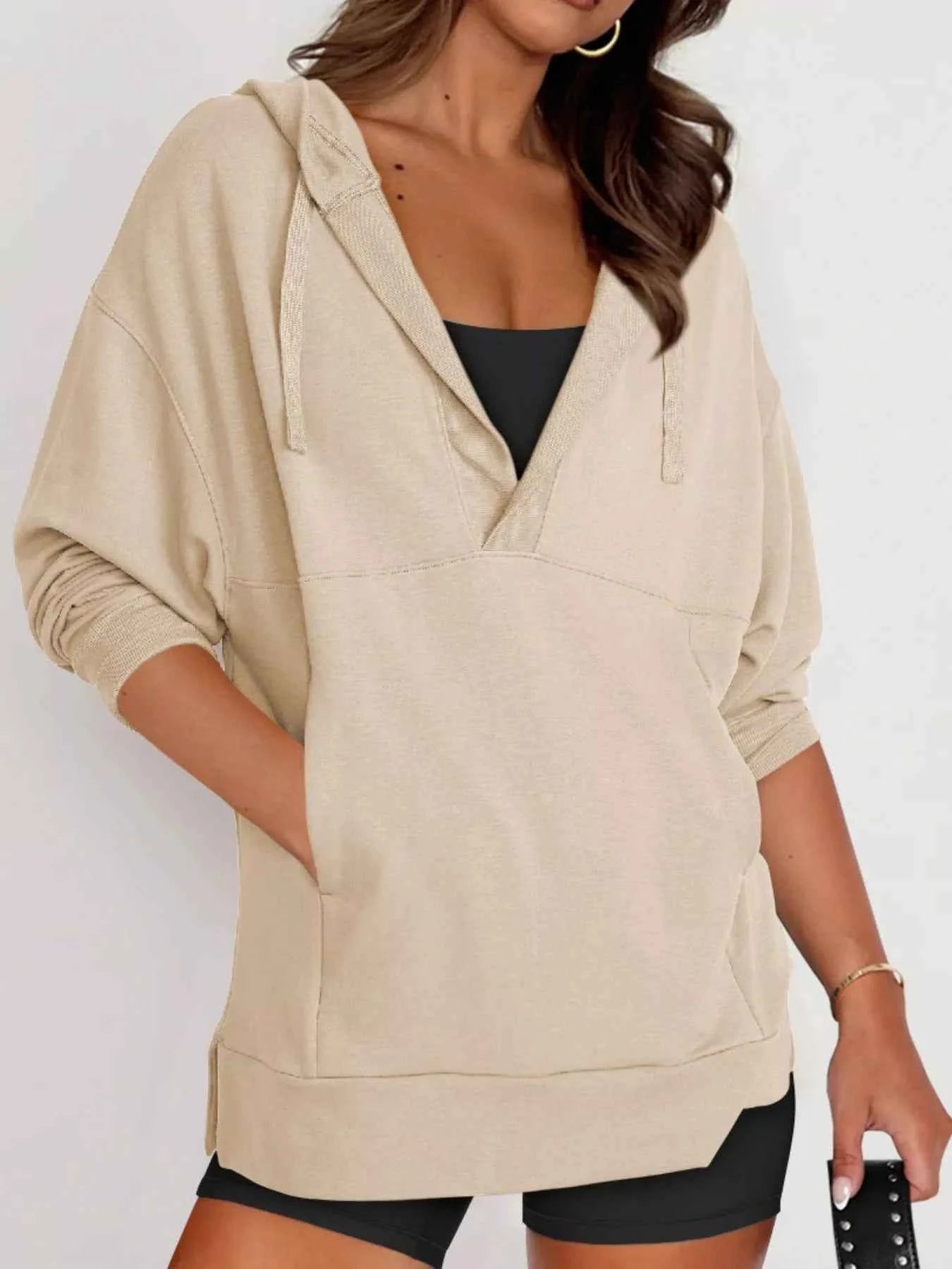 Drawstring Kangaroo Pocket Long Sleeve Hoodie Dust Storm 5ccd2b6a-ea31-46da-a7a6-182ff121372f-Max-Origin