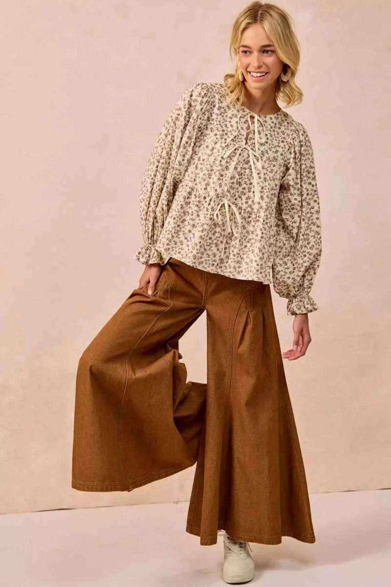 BiBi Floral Printed Peplum Blouse with Shirring and Tied 5ceafa7056424e2cbab8197e43a3a227-Max-Origin