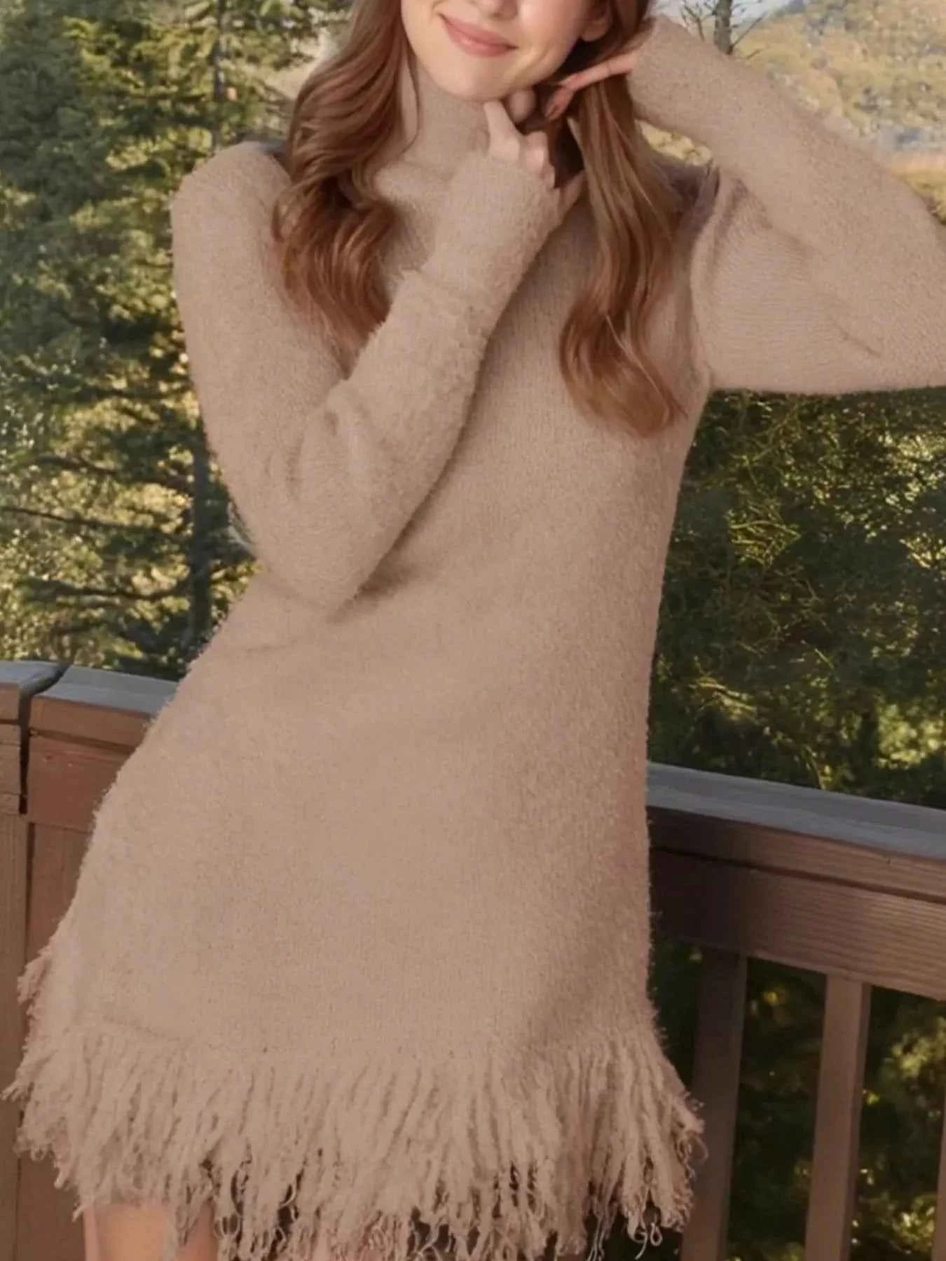 Fringe Turtleneck Long Sleeve Sweater Dress 5cf3c69a-a7ee-4653-a907-ce1dfddd7f7b-Max-Origin