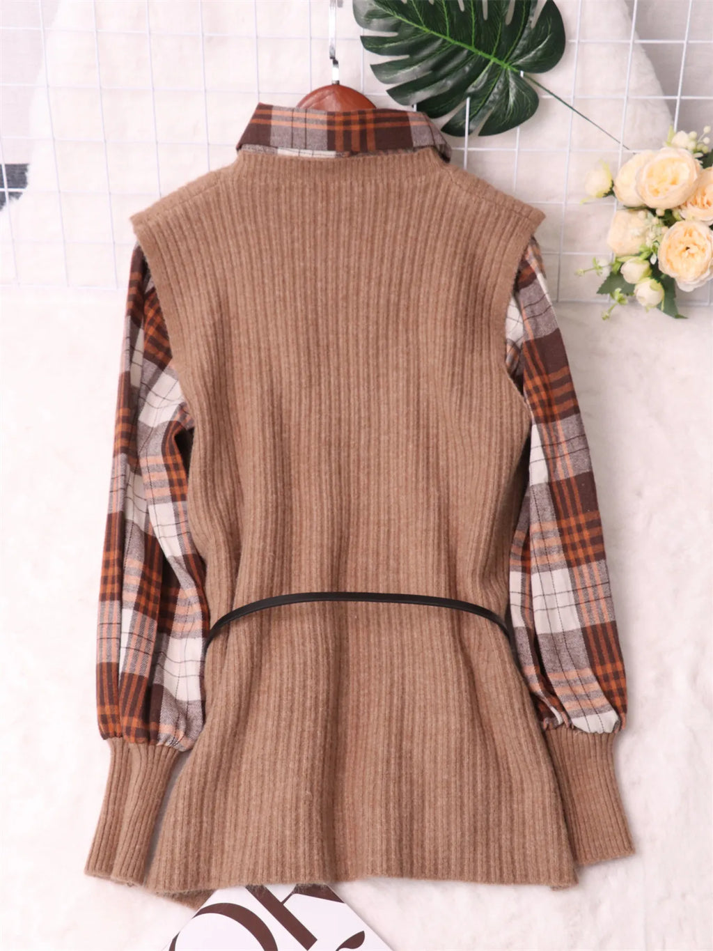 Plaid Long Sleeve Sweater Dress 5d60fbaa2fe54728a3ba9d2a3cd69900-Max-Origin