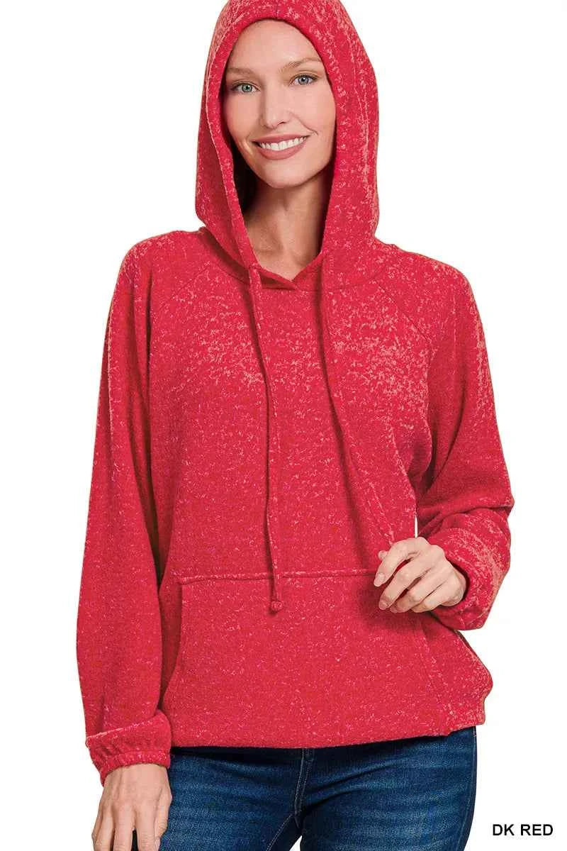 Zenana Brushed Hacci Melange Hooded Sweater DK RED 5d64b957-f427-47ca-88b1-93ea85ecb9a8-Max-Origin