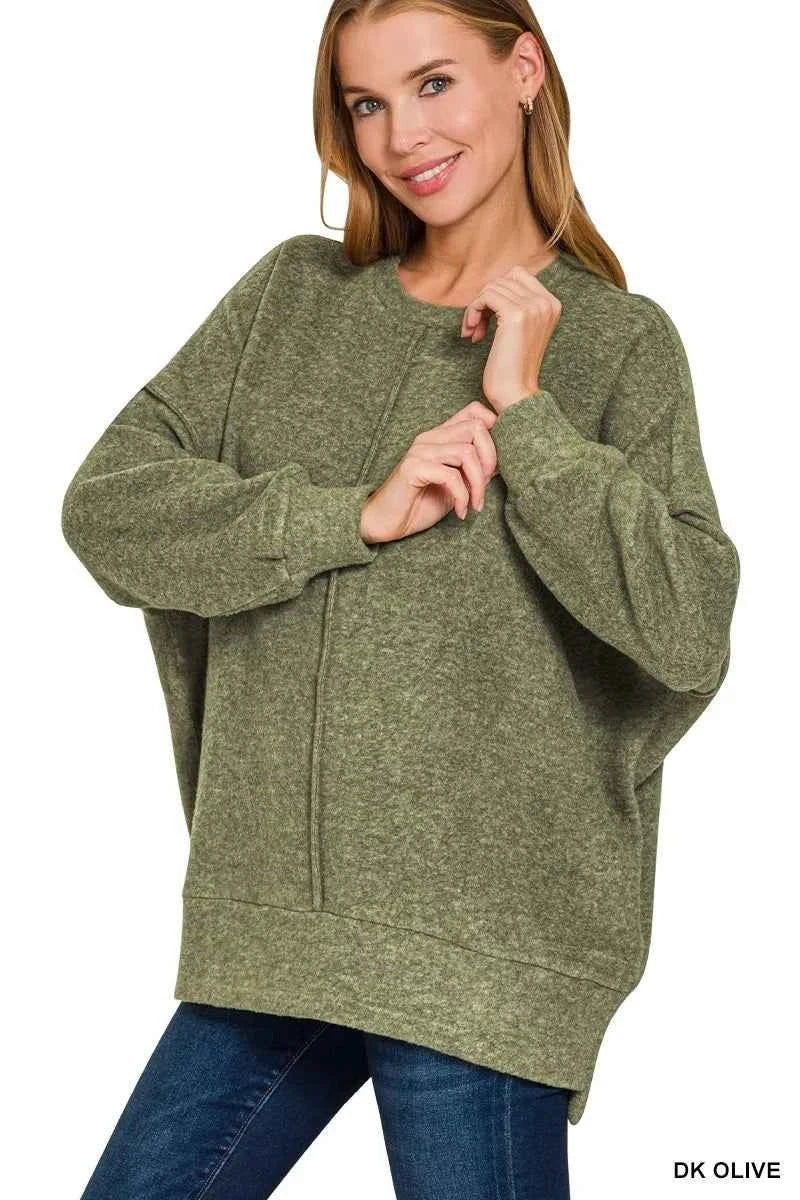 Zenana Brushed Melange Hacci Oversized Sweater 5d992375f20a440e943a94af9ed5c4b5-Max-Origin