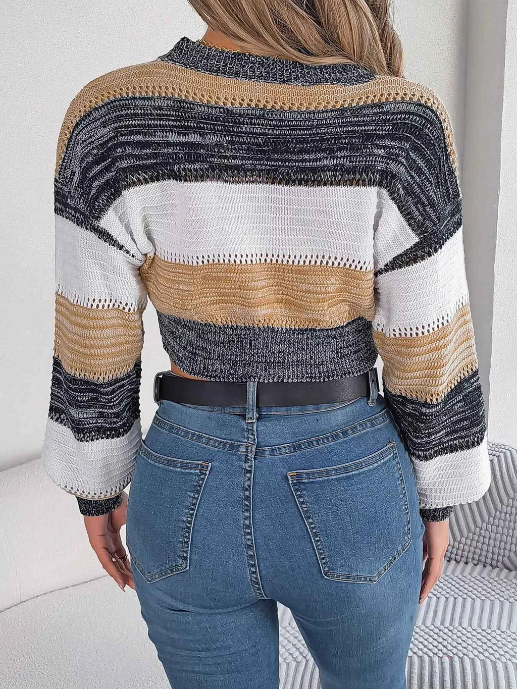 Cropped Striped Color Block Drop Shoulder Sweater 5d9f020b834940d9a09bf12f84ed5a4c-Max-Origin