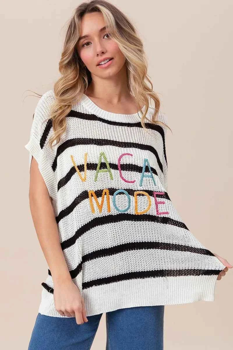 BiBi Vacay Mode Lettering Drop Shoulder Striped Sweater 5dc88caa627f486d9172f69aa5082274-Max-Origin