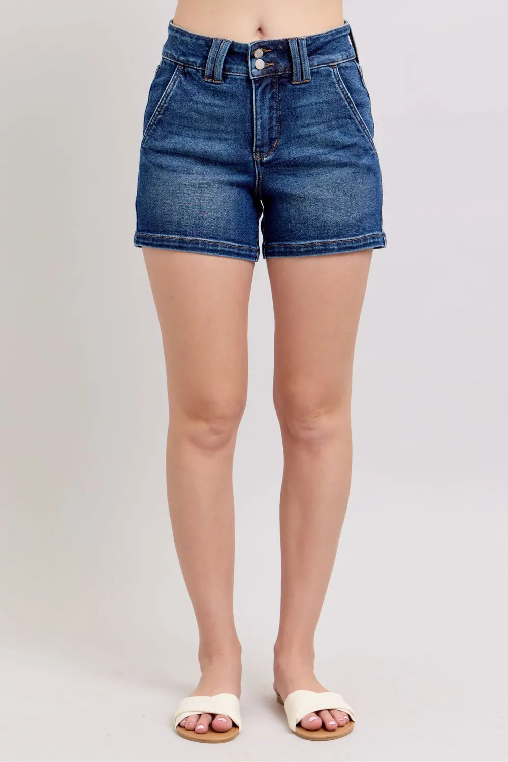Judy Blue Full Size Double Button Waistband Denim Shorts Plus Size 5df5bfb5-2686-4ff6-b215-9ee363a5d7ba-Max