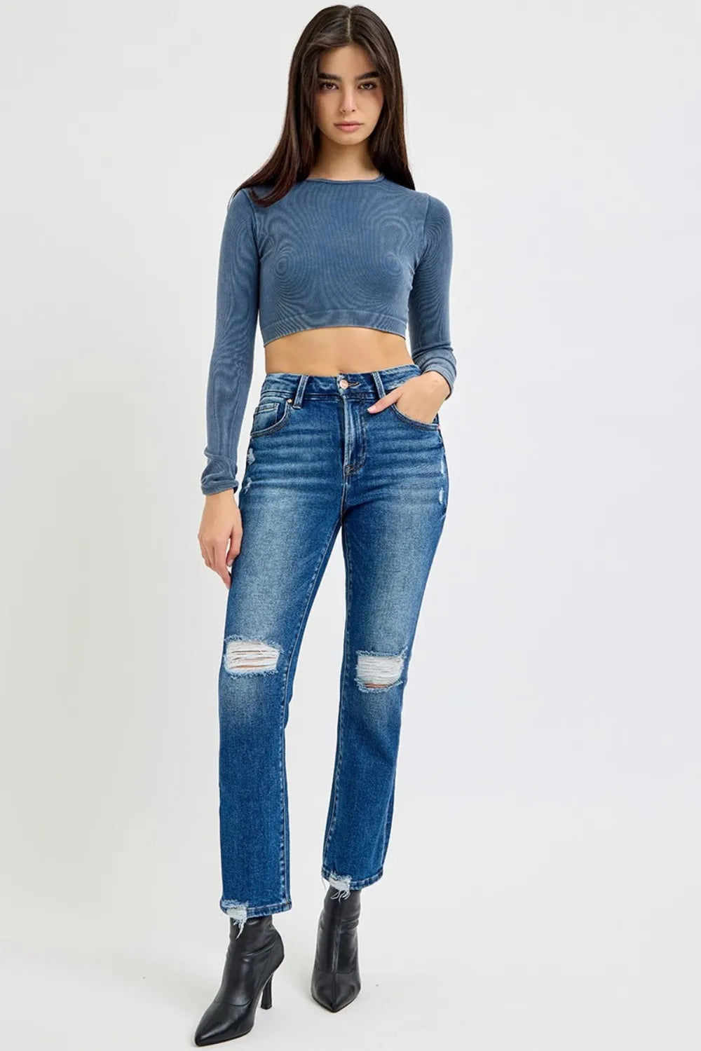 RISEN Full Size High Rise Distressed Crop Straight Jeans 5e669d4d-22ab-48ef-83a5-6213e4e7be3e-Max