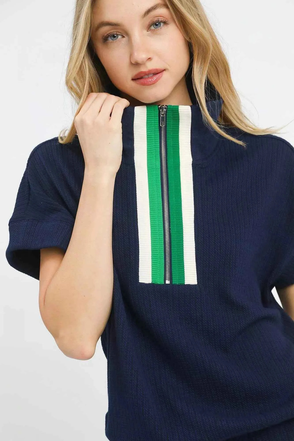 Umgee Textured Striped Zip Collar Knit Top 5e9387be-550b-47c0-a941-a059088ceaae-Max-Origin