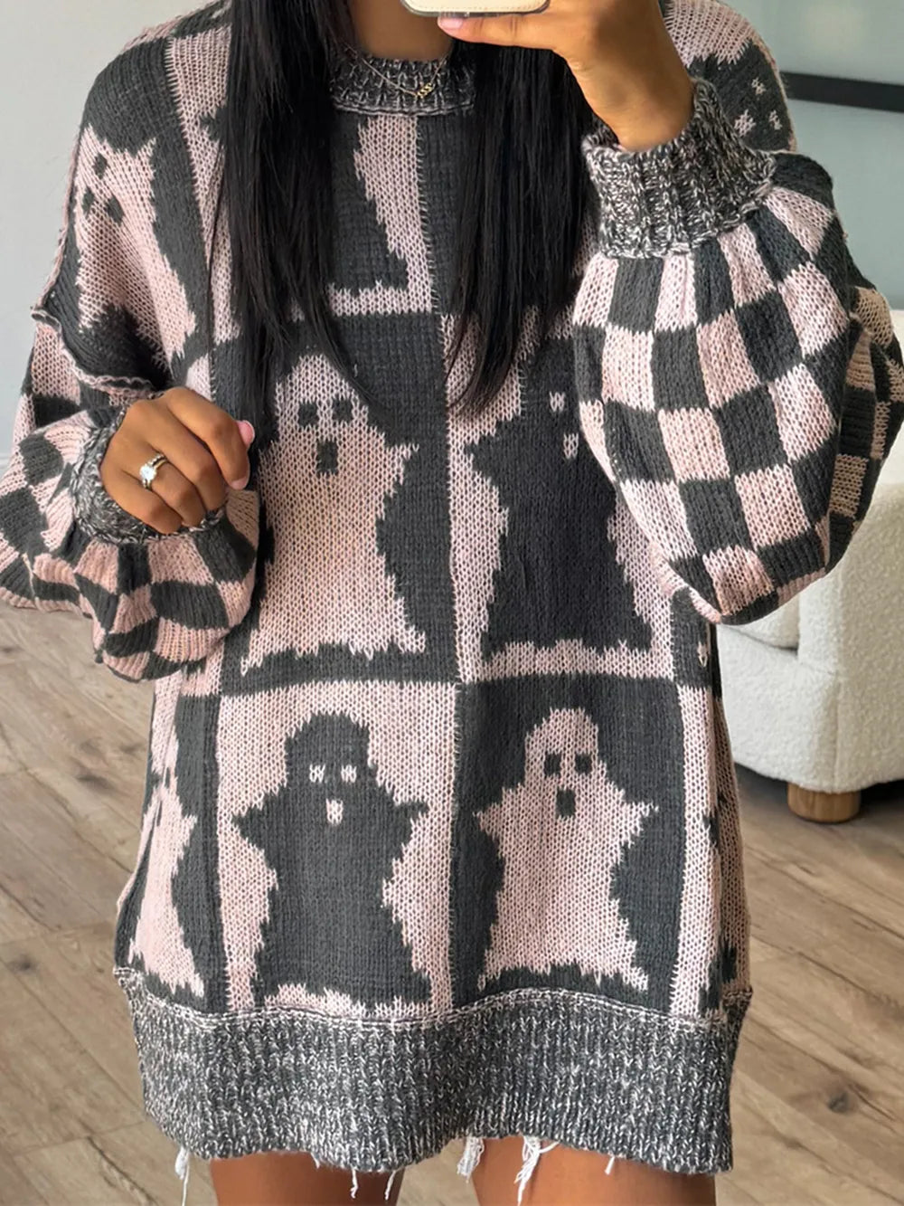 Ghost Dropped Shoulder Long Sleeve Sweater 5eafbf09-d9db-4620-9f42-feaeb1a75a0e-Max