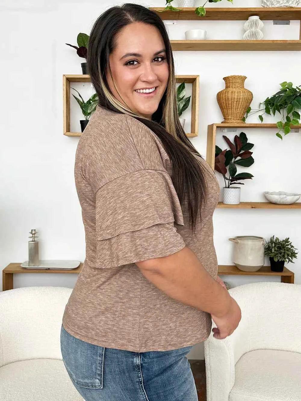 V-Neck Half Sleeve Blouse 5ec83c1a-f52c-420f-a393-10cbf5d80118-Max