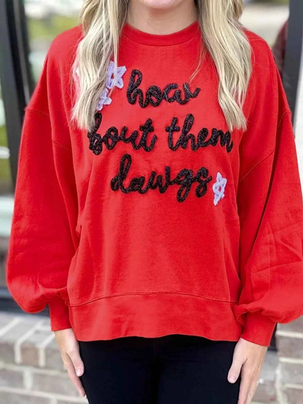 Letter Round Neck Dropped Shoulder Sweatshirt 5edb6387-af15-4960-99f0-40d2406f3b60-Max-Origin