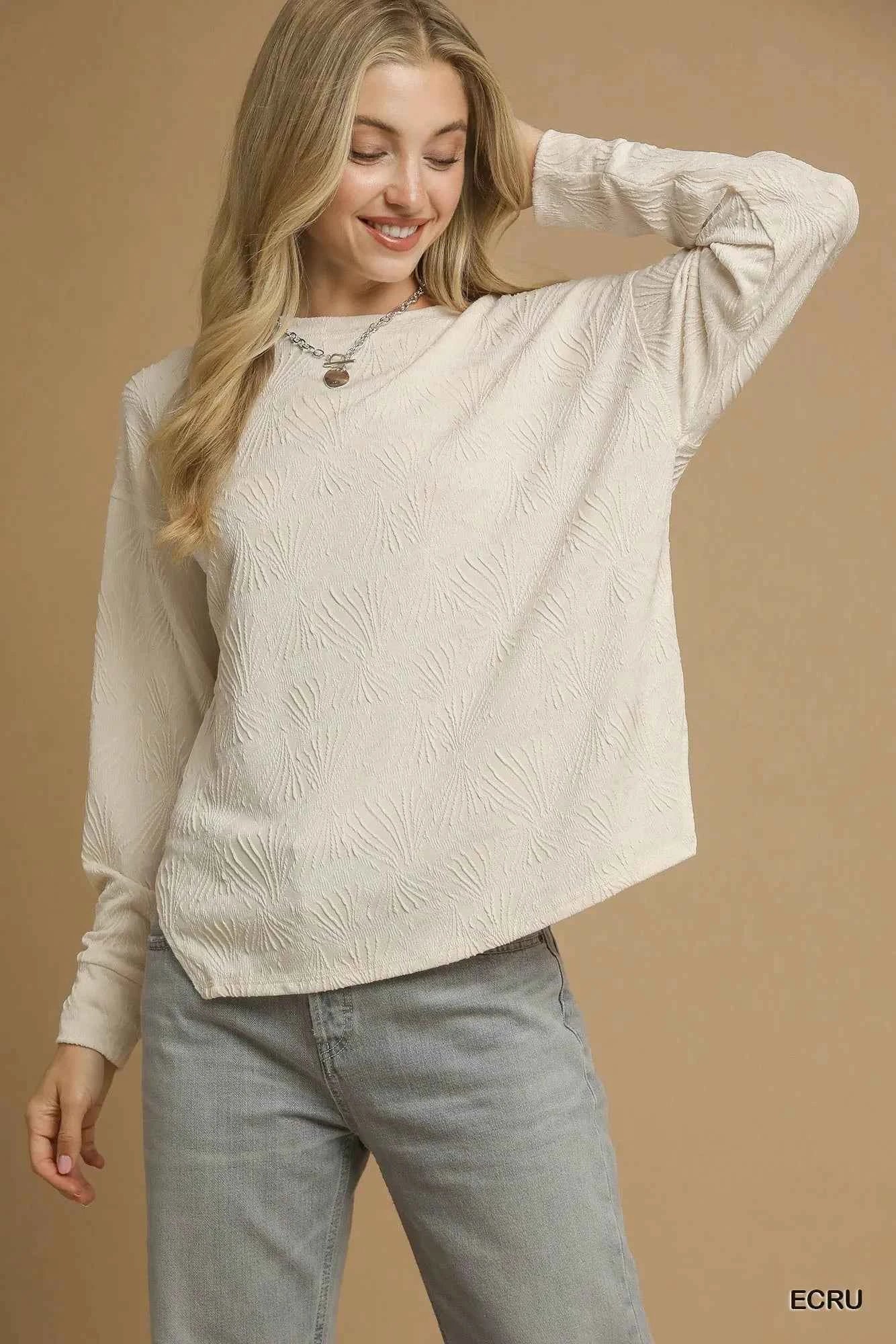 Umgee Textured Knit Long Sleeve Top 5ef8d898-7b6f-46a6-a207-e7f0077cdea2-Max-Origin