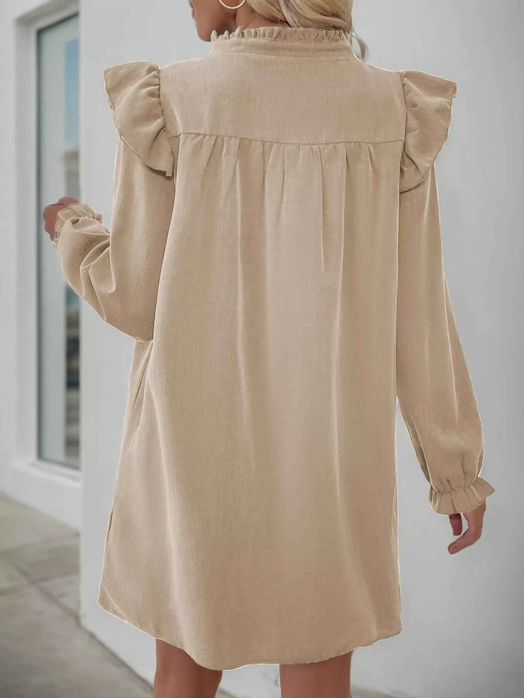 Ruffled Notched Flounce Sleeve Dress 5f0d2f9e-8732-4dcb-8008-b6720c8b2a1f-Max-Origin