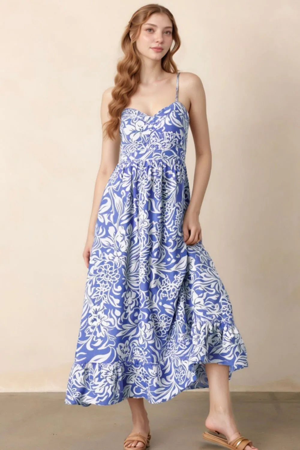 Floral Print Spaghetti Strap High Waist Dress 5f3a942f-0e60-4c25-aafb-fd719e6b9034-Max-Origin