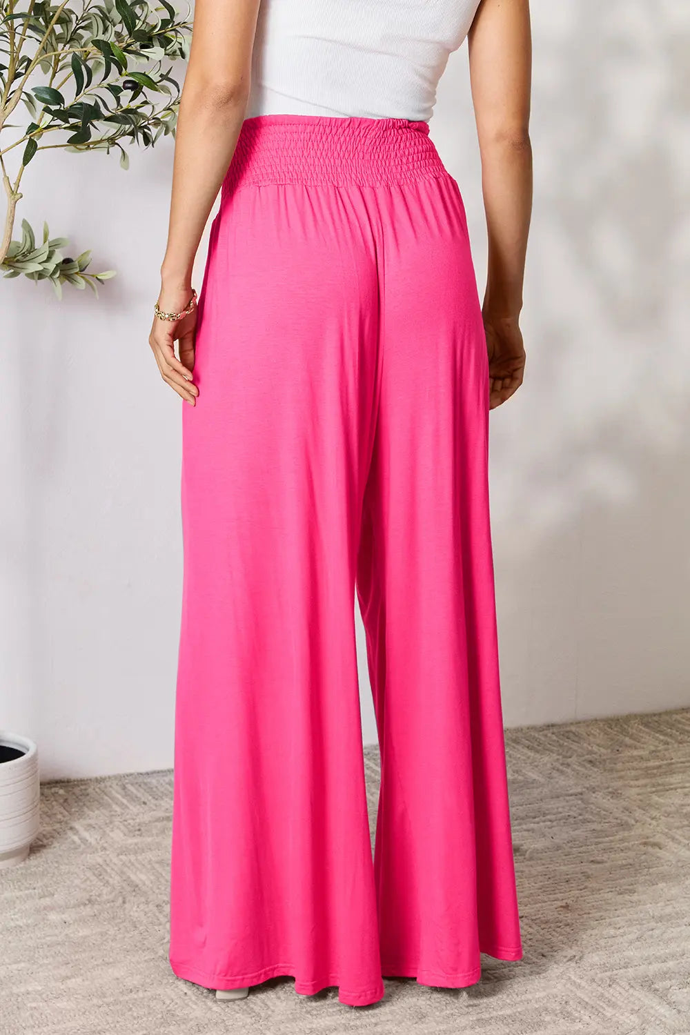 Basic Bae Full Size Smocked Wide Waistband Wide Leg Pants 5fb81d5aa3464b74a7fd98da2fc1bc8e-Max