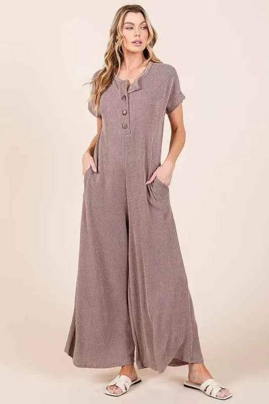 BOMBOM Rib Knit Jumpsuit with Button Detail MOCHA 5fe1d035474940dcb4e3dd0263593910-Max-Origin