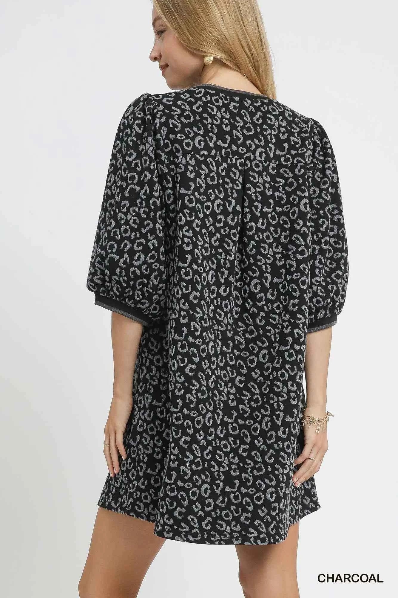 Umgee Leopard Print Jacquard Mini Dress 600c40e6-48cf-4978-af94-078b8e3d8b92-Max-Origin