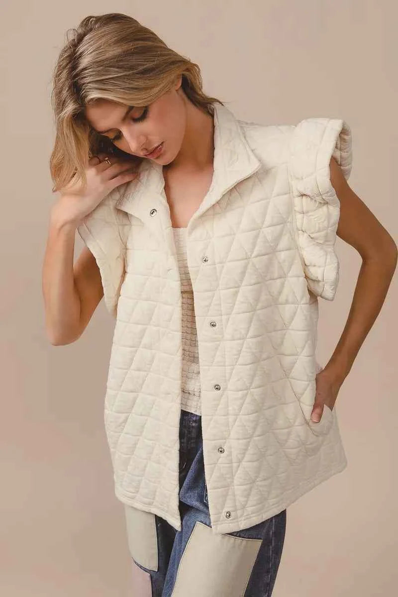 BiBi Quilting Knit Ruffle Sleeve Vest 6016f8221cb84b8484737c638226b253-Max-Origin