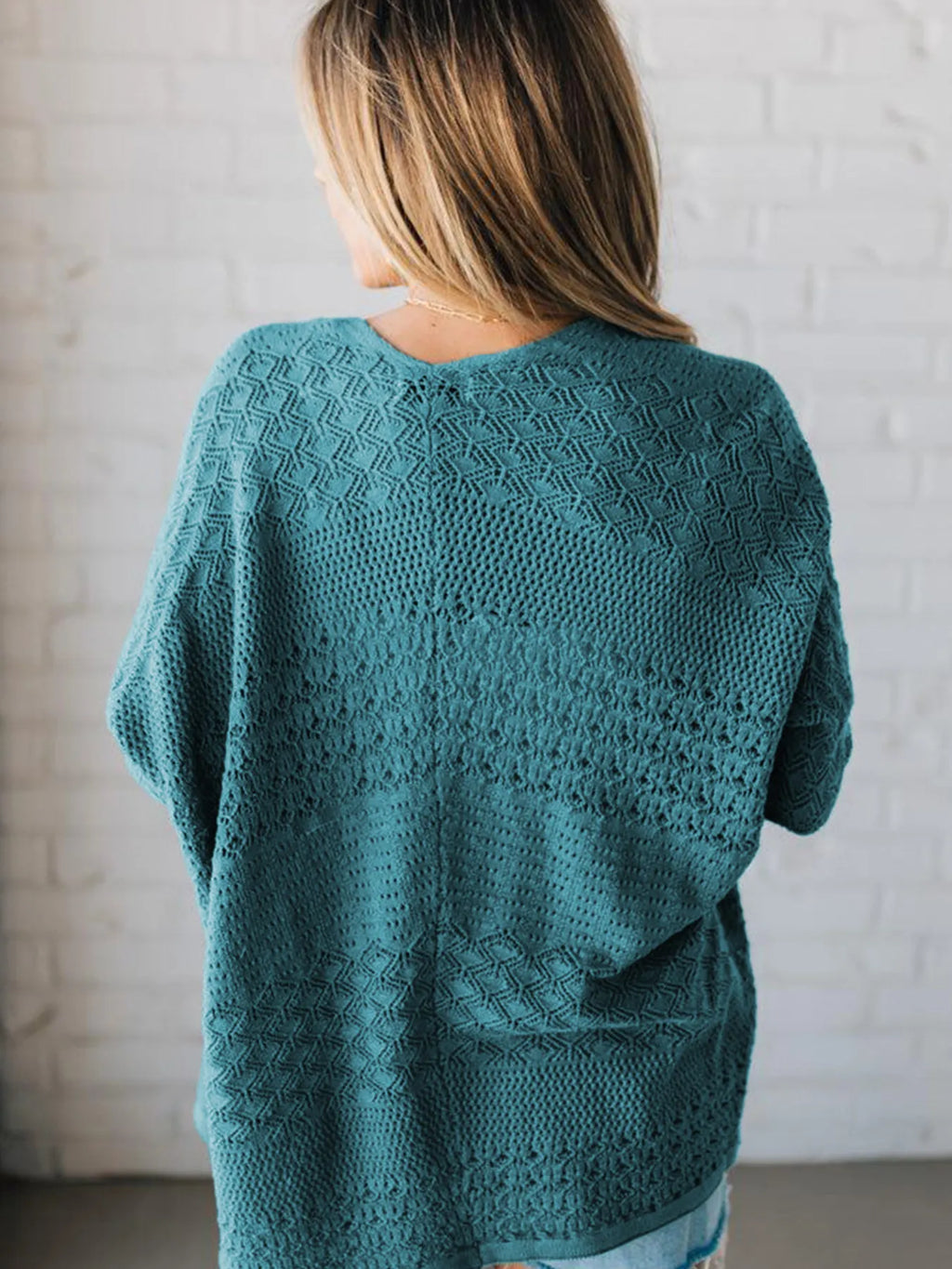 Open Front Knitted Cardigan with Eyelet Details 602b21af4a6b4949805570df7f9435bd-Max-Origin