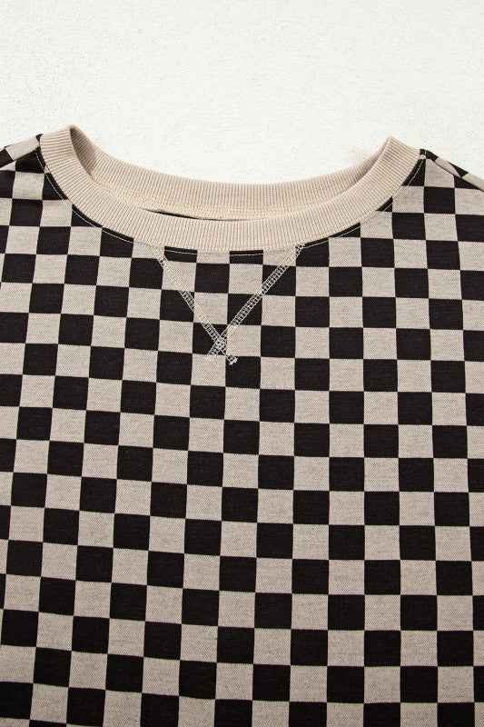 Checker Patchwork Long Sleeve Top 6044d726-f255-4137-b8f0-028f1ca2a8b7