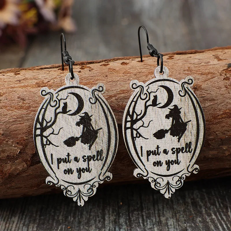 Witch Wooden Dangle Earrings 60f1ad14-d894-460b-a5e3-ec802a231bf4-Max