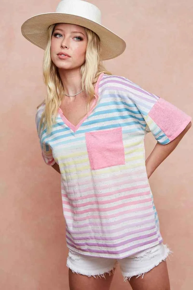 BiBi Rainbow Stripe Printed Triblend Knit Top 6108bb607bbf41bab5b97d1033912769-Max-Origin