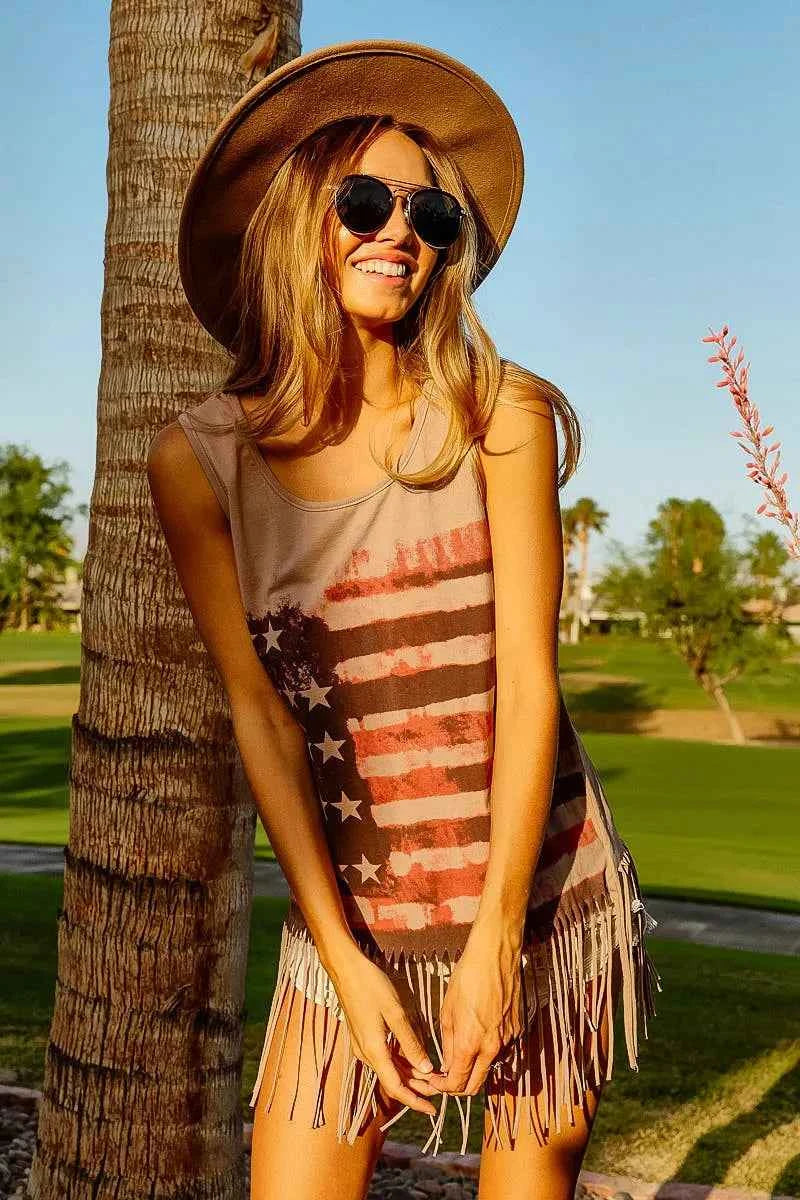 BiBi American Flag Print Knit Sleeveless Top 617c5d24df754350bd2e01acb0ba1b78-Max-Origin