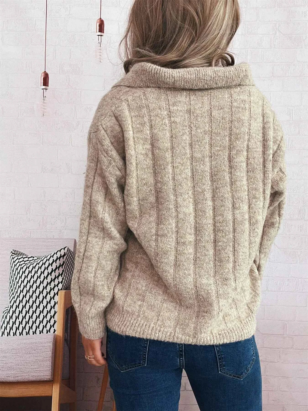 Ribbed Hem Quarter Zip Sweater 619ea5f6d27d46f8833f29d91f71d264-Max-Origin